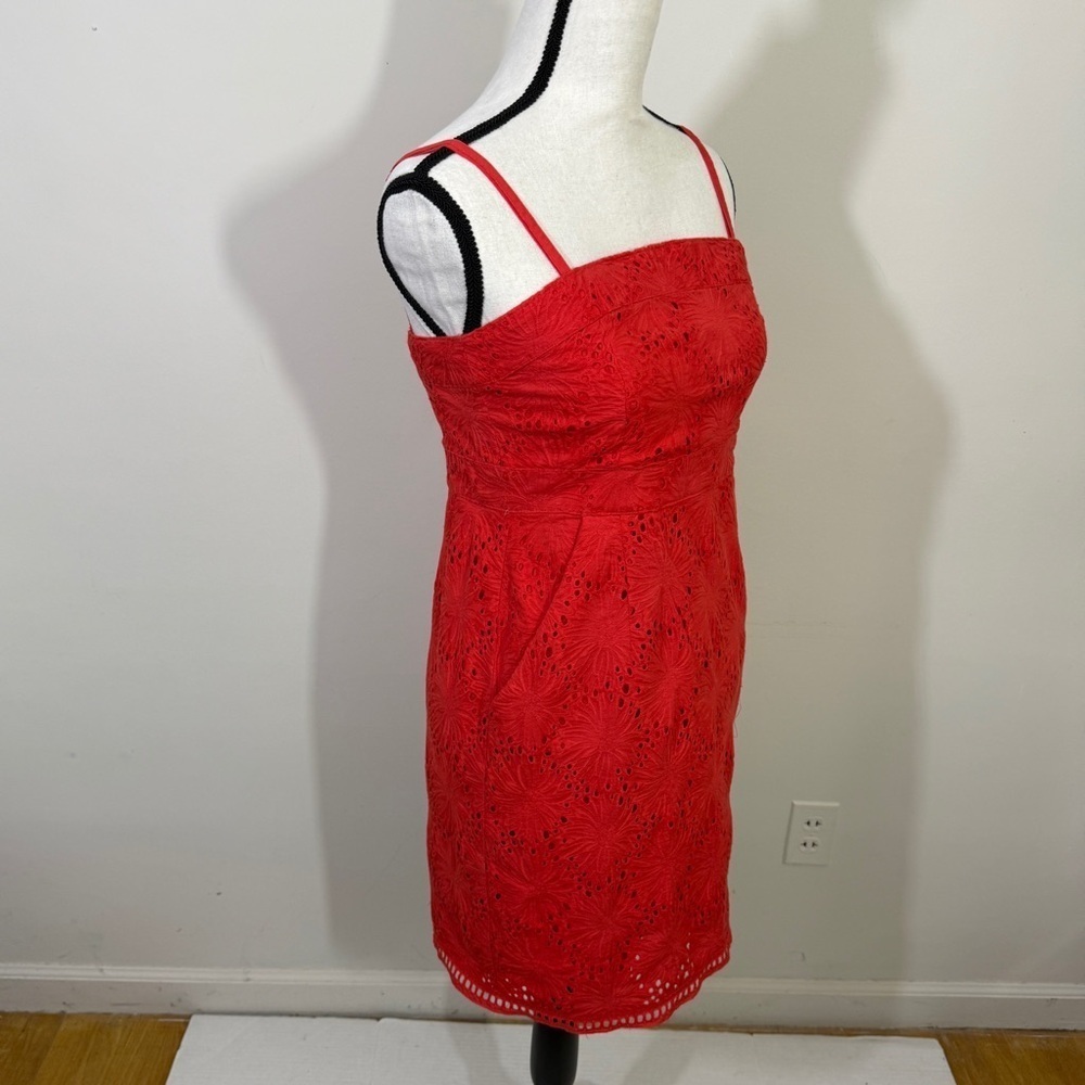New York & Company Red Ruched Mini Sundress - Picture 6 of 10